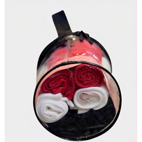 Juicy Couture Home Set of 6 Cotton Washcloths- Red/White/Black - Picture 3 of 7